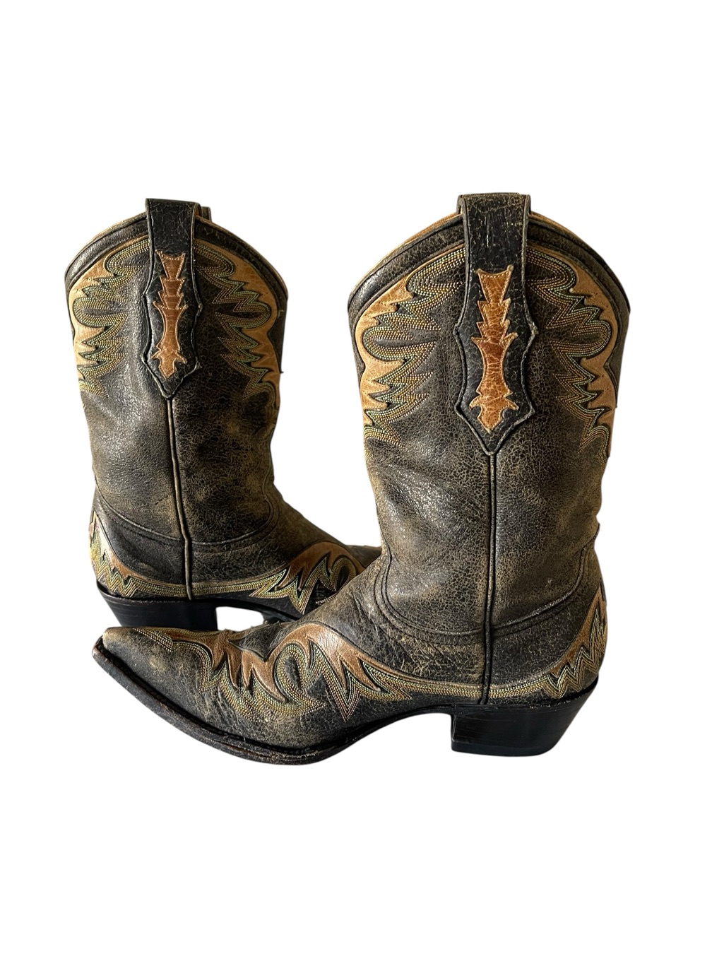 Old Gringo Western Embroidered Leather Cowboy Boots - Brown & Gold 6.5b